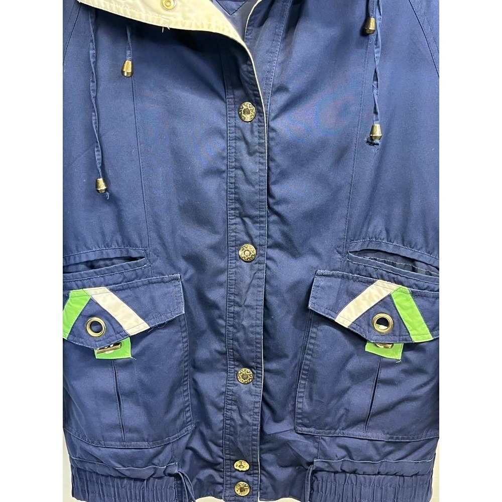 Vintage Current Seen Navy Blue Hooded Button‎ Up Windbreaker Small - Picture 4 of 11